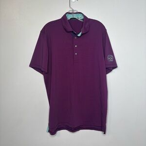 Greyson Striped Golf Polo Men’s Large Purple Blue Wilmington Country Club